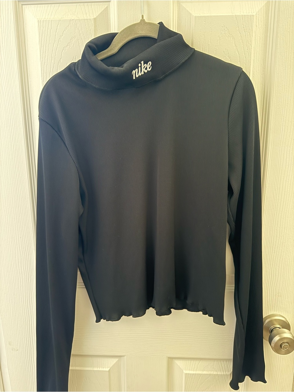 Nike Women's Frill Black Long Sleeve Turtleneck Top